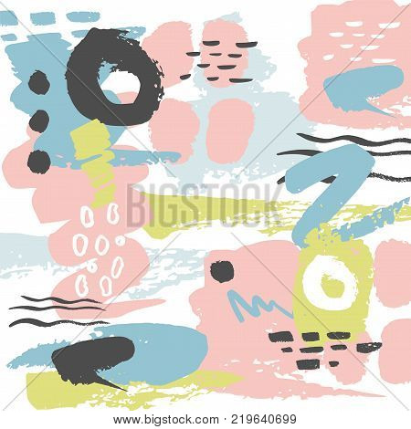 Abstract background with hand drawn textures in memphis style. Retro fashion background.
