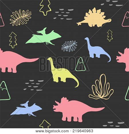 Seamless pattern with cute dinosaurs for children textile  posters and other design