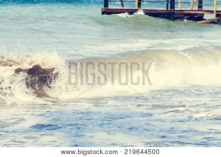 Tropical Hurricane Waves Of The Sea Of The Dominican Republic
