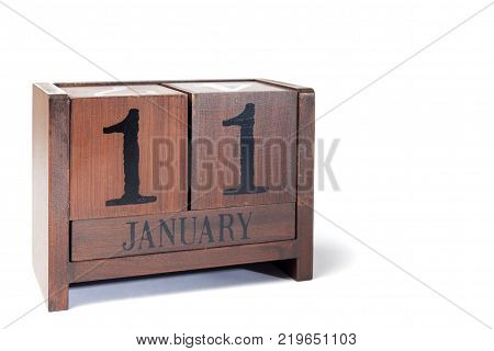 Wooden Perpetual Calendar set to January 11th