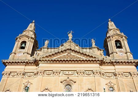 View of Naxxar Parish church Naxxar Malta Europe.