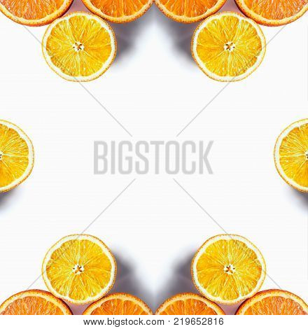 Half of lemons and oranges isolated. Vitamins for immunity. Copy space.