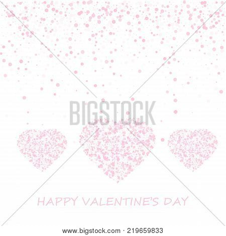 Colorful background with heart Confetti. Valentines day greeting card or wedding invitation background party design. vector illustration.