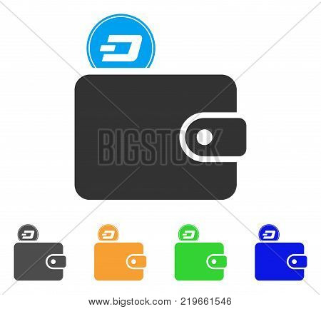 Dash Billfold icon. Vector illustration style is a flat iconic dash billfold symbol with gray, green, blue, yellow color variants. Designed for web and software interfaces.