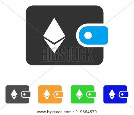 Ethereum Billfold icon. Vector illustration style is a flat iconic ethereum billfold symbol with grey, green, blue, yellow color versions. Designed for web and software interfaces.