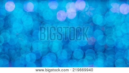 Christmas Led Lights In The Form Of Flowers, Blue Bokeh, Selected Focus