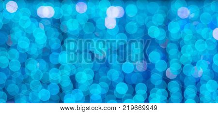 Christmas Led Lights In The Form Of Flowers, Blue Bokeh, Selected Focus