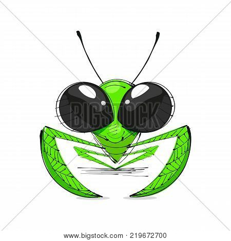 mantis sketch on white background vector illustration