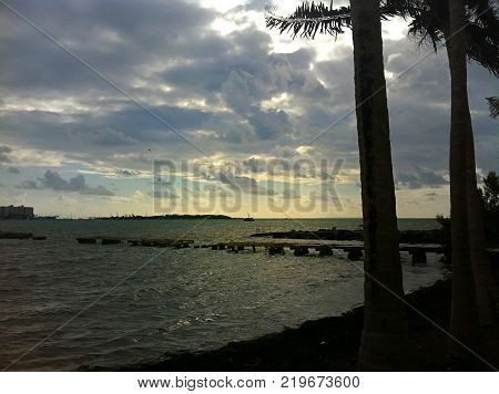 Relaxing Caribbean beach Sunrise from Fajardo, Puerto Rico
