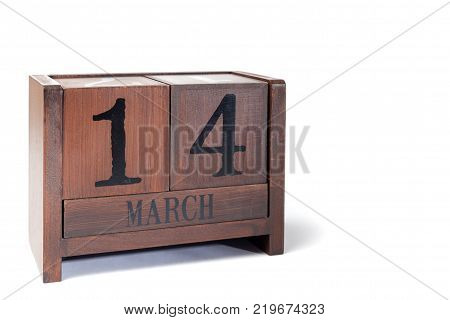 Wooden Perpetual Calendar set to March 14th