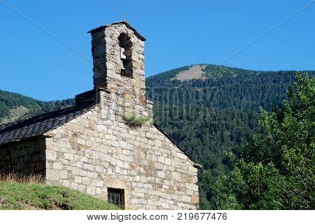 Old bell tower at the Aragonese Pyrenees