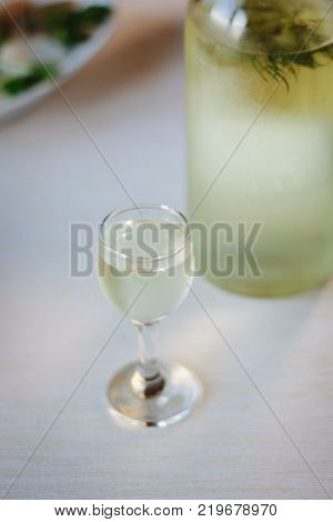 Ukranian gorilka - national alcohol drink in small glass