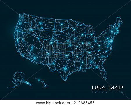 USA map abstract technology network background - vector illustration