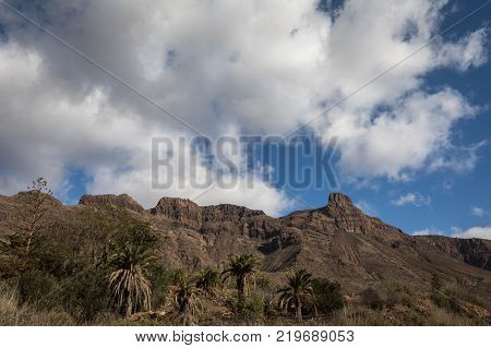 Mountains and cloudy sky in Gran Canaria, Canary Islands, Spain
