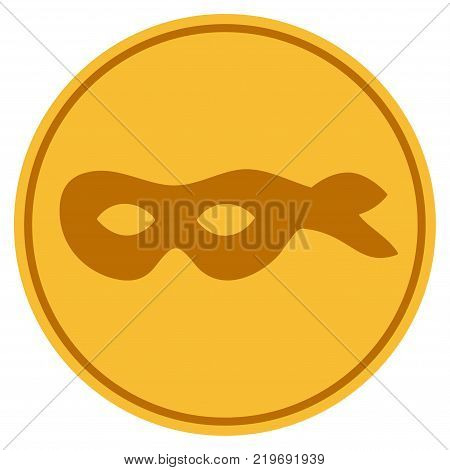 Anonymous Mask golden coin icon. Vector style is a gold yellow flat coin symbol.
