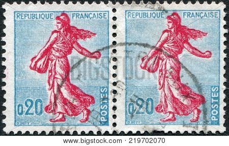FRANCE - CIRCA 1960: A stamp printed in France depicts a sower circa 1960
