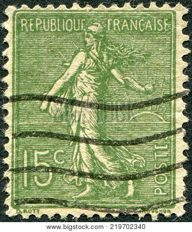 FRANCE - CIRCA 1903: A stamp printed in France depicts a sower circa 1903