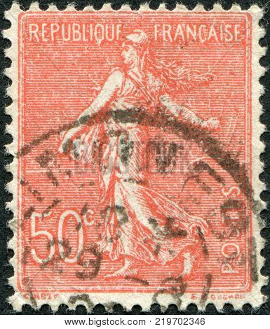FRANCE - CIRCA 1926: A stamp printed in France depicts a sower circa 1926