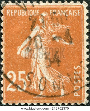 FRANCE - CIRCA 1927: A stamp printed in France depicts a sower circa 1927