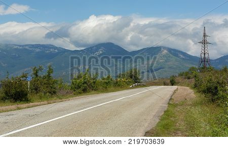 Power lines in the mountains of Crimea