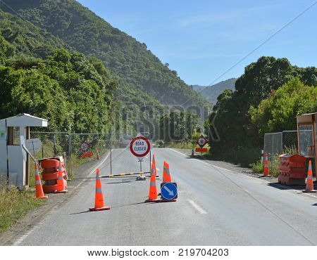 Kaikoura New Zealand - December 15 2017: Checkpoint At Ohau Point The Last Place To Be Re-opened Tod