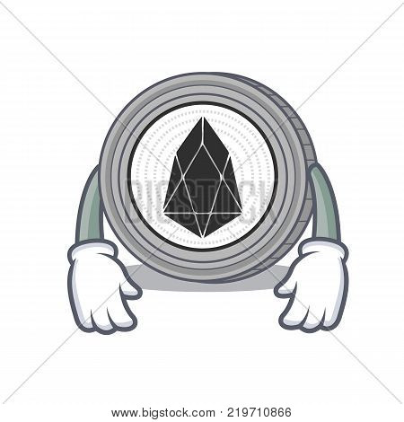 Tired EOS coin character cartoon vector illustration