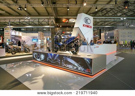 MILAN, ITALY - NOVEMBER 11, 2017: scooter on display at EICMA 2017 - 75th International Motorcycle Exhibition.