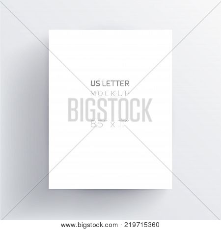 US Letter mockup vector blank paper sheet - high quality editable mockup design