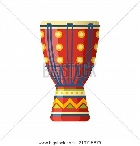 Mexican colorful ethnic drums, traditional percussion musical instrument for carnival. Carnival masquerade in Mexico City, festival. Holiday, vacation with costumes, music. Vector illustration.