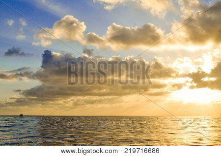 scenery of sunset in the middle of ocean