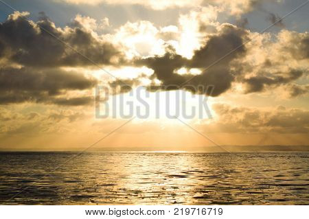 scenery of sunset in the middle of ocean