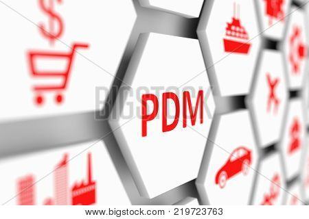 PDM concept cell blurred background 3d illustration