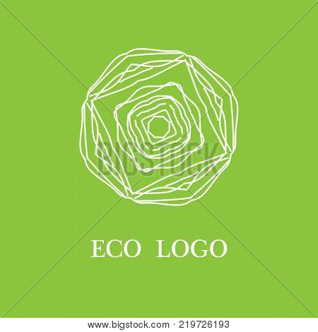 Vector template for logotype design and emblem with stylized flower - icon for yoga studios, holistic medicine centers, natural cosmetics.