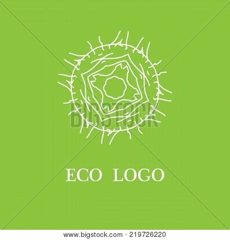 Vector template for logotype design and emblem with stylized flower - icon for yoga studios, holistic medicine centers, natural cosmetics.