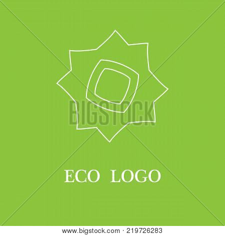 Vector template for logotype design and emblem with stylized flower - icon for yoga studios, holistic medicine centers, natural cosmetics.