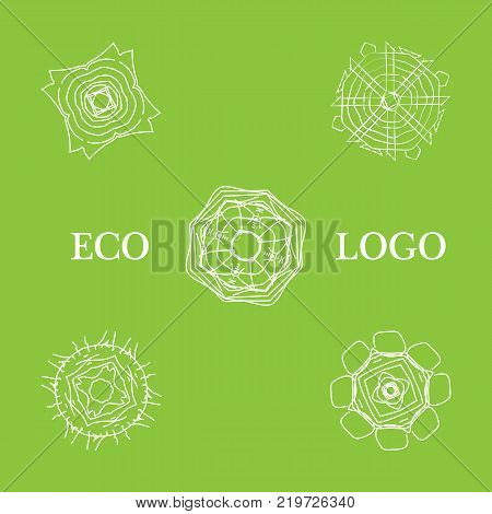 Vector template for logotype design and emblem with stylized flower - icon for yoga studios, holistic medicine centers, natural cosmetics.