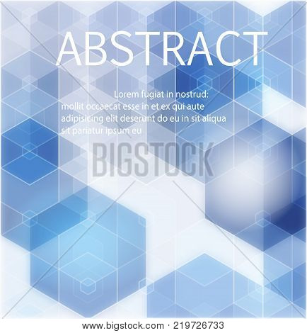 Vector Abstract geometric background. Template brochure design. Blue hexagon shape. Vector illustration.