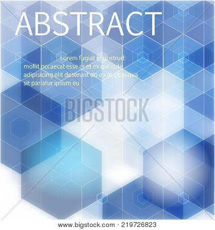 Vector Abstract geometric background. Template brochure design. Blue hexagon shape. Vector illustration.