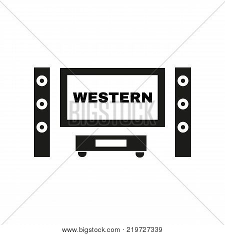 Western movie icon. TV and Home theater, cinema symbol. Flat design. Stock - Vector illustration