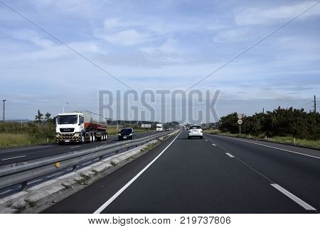 Manila, Philippines, December 12, 2017, Road From Manila To Baguio City View With Car