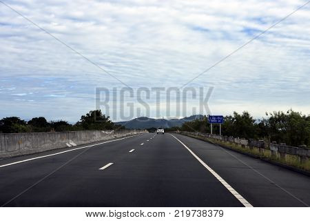 Manila, Philippines, December 12, 2017, Road From Manila To Baguio City View With Car