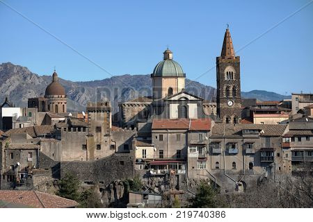 view medieval monuments of Randazzo town, Sicily