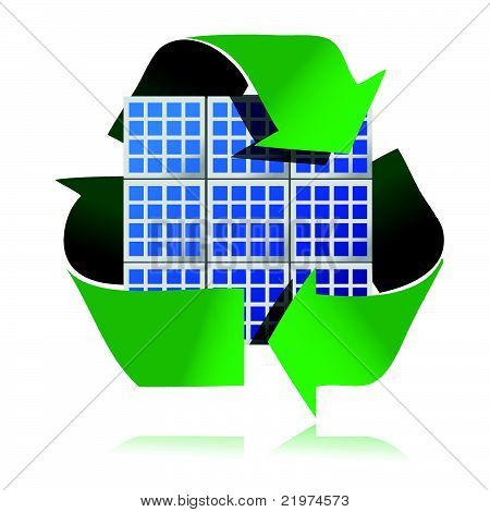 paneles solares de energía renovable en un fondo blanco