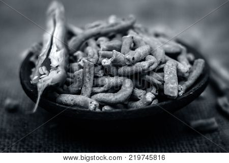 Close Up Of Indian Snack Spicy Gathiya/garlic Gathiya
