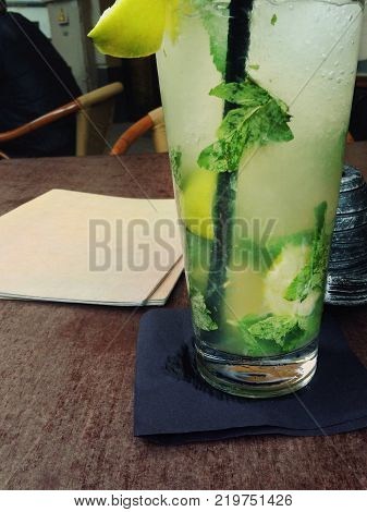 Fresh non alcoholic coctail. Image made by smartphone