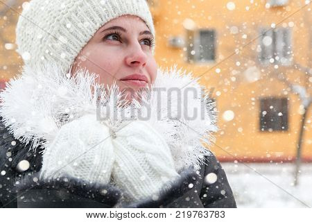 Portrait Of The Young Woman Up To Shoulders At A Wall