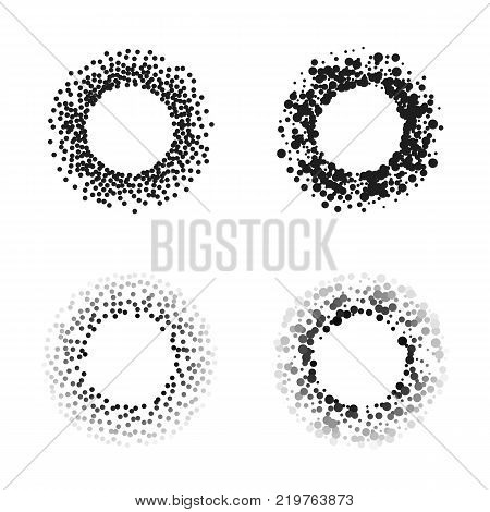 Black color circle frames Isolated on white background with space for your text. frame. Creative backgrounds for tags, labels, cards. Mosaic  structure. Vector Illustration.
