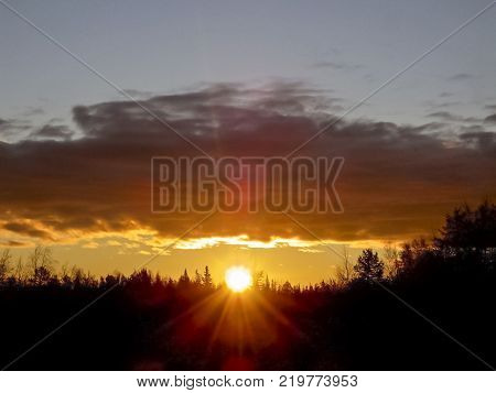 Landscape of the sunset. Beautiful sky. The colors of sunset