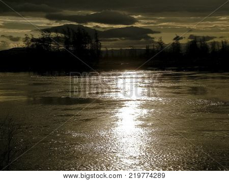 Landscape of the sunset. Beautiful sky. The colors of sunset
