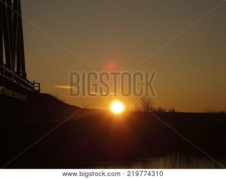 Landscape of the sunset. Beautiful sky. The colors of sunset